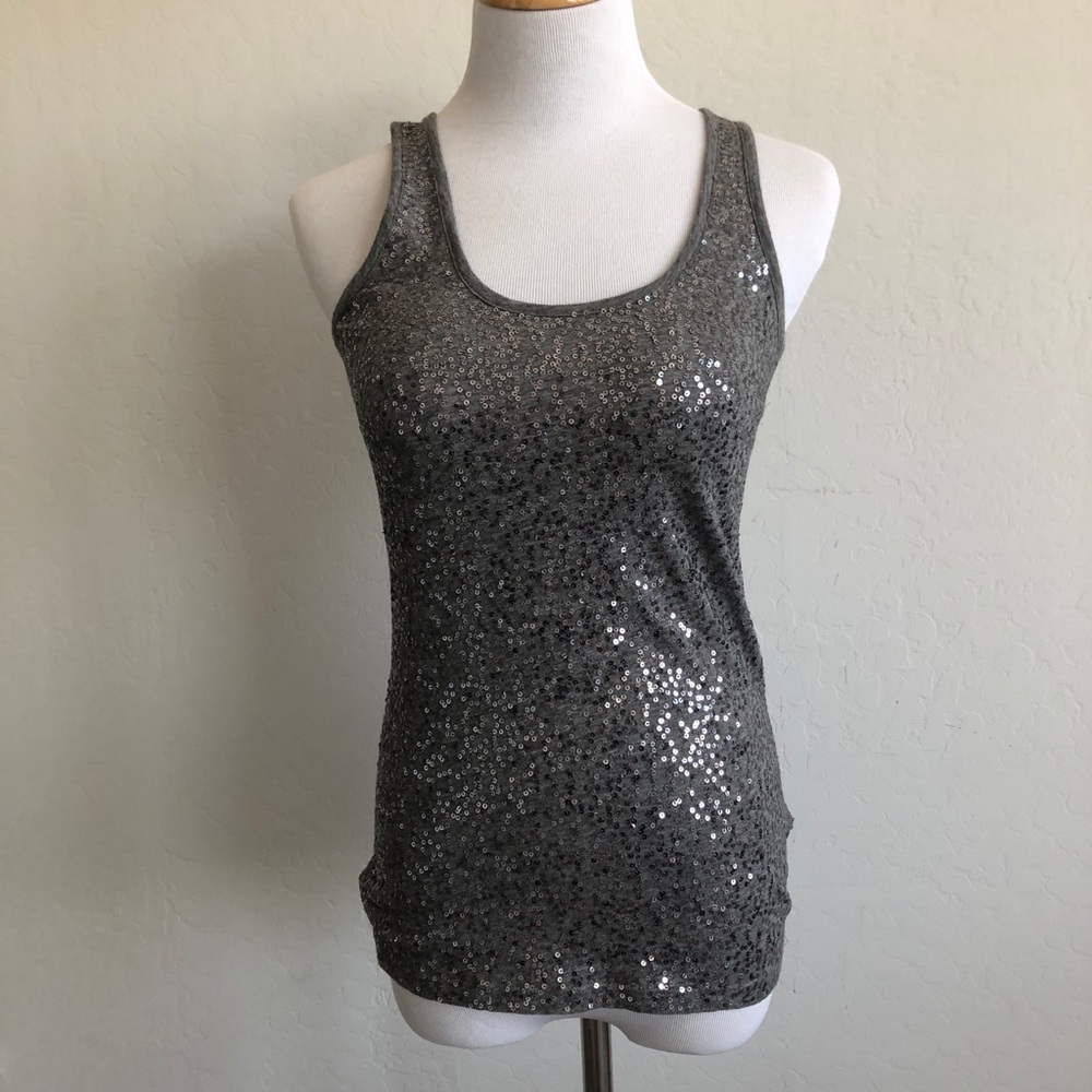DKNY Silver Sequin Top